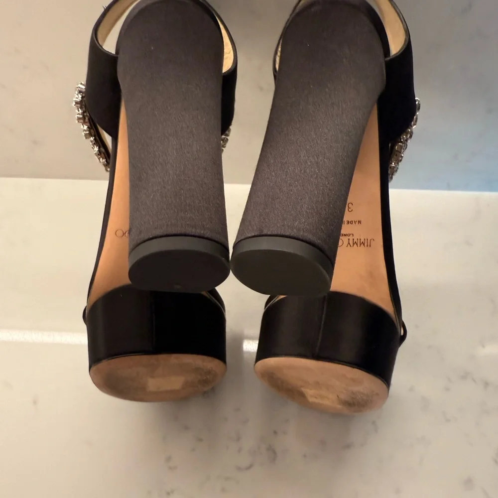 Jimmy Choo Santina 125 Black Satin platform sandals - Picture 4 of 9